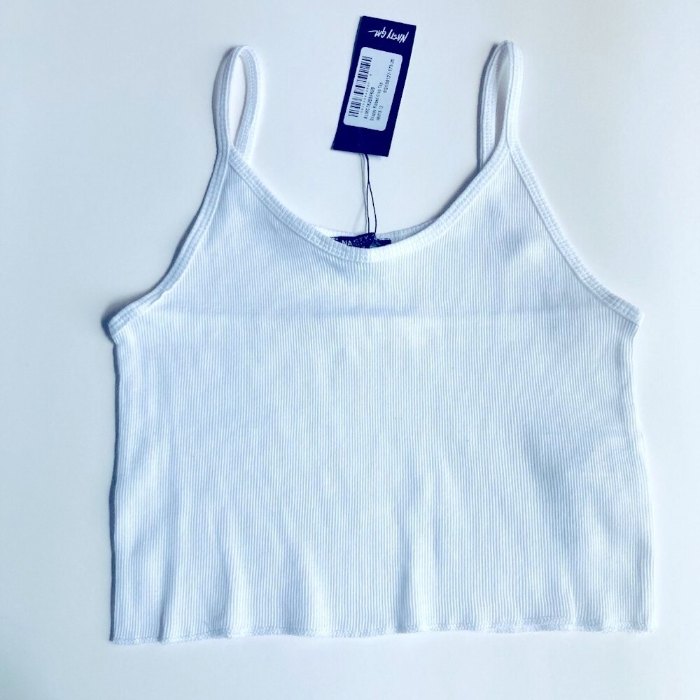 Cute Sheer Ribbed Cropped Withe Tank Top - Picture 3 of 7